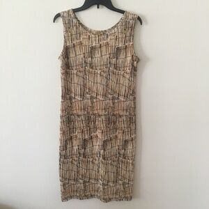 Plisse’ Sleeveless Dress Black/Browns/Gold print